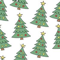 Festive Christmas tree seamless tile pattern with ornaments stars and snowy accents concept as Ornaments and stars adorn festive Christmas trees with snowy accents in a seamless ti Dynamic vector