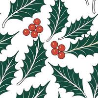 Festive holly and berry seamless tile pattern with rich red and green tones concept as Rich red holly leaves and berries create a festive seamless tile pattern with vibrant winter Dynamic vector