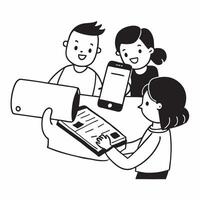 Family using mobile payment at a restaurant concept as High resolution image of a family using mobile payment at a restaurant with a glossy backdrop highlighting the ease and conve Dynamic vector