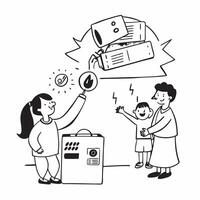 Family using energy saving appliances concept as High resolution image of a family using energy saving appliances with a glossy backdrop showcasing the eco friendly and cost effect Dynamic Set 2 vector