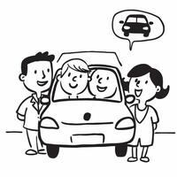 Family test driving first car concept as High resolution image of a family test driving their first car with a glossy backdrop highlighting the shared experience and careful evalua Dynamic Set 2 vector