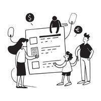 Family tracking expenses with a budgeting app concept as High resolution image of a family tracking expenses with a budgeting app with a glossy backdrop highlighting the modern and Dynamic Set 2 vector