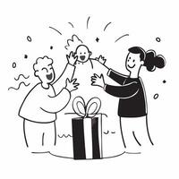 Family surprise party concept as High resolution image of a family surprise party with a glossy backdrop capturing the excitement and joy of surprising a family member in Photo St Dynamic vector