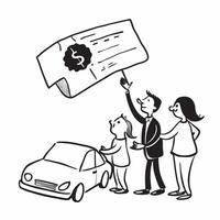 Family reviewing car financing options concept as High resolution image of a family reviewing financing options for their first car with a glossy backdrop emphasizing the importanc Dynamic Set 2 vector