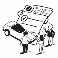 Family reviewing car financing options concept as High resolution image of a family reviewing financing options for their first car with a glossy backdrop emphasizing the importanc Dynamic vector
