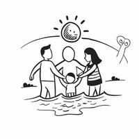 Family reuniting at a beach concept as A family reuniting blended with a beach scene symbolizing the warmth and joy of family gatherings at the beach Ideal for travel and family a Dynamic vector