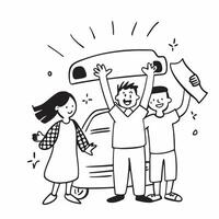 Family proudly posing with first car concept as High resolution image of a family proudly posing with their first car with a glossy backdrop capturing the joy and shared achievemen Dynamic Set 2 vector