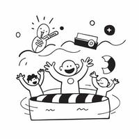 Family pool party concept as High resolution image of a family pool party with a glossy backdrop highlighting the fun and excitement of swimming and playing in the water together Dynamic vector