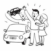 Family proudly posing with first car concept as High resolution image of a family proudly posing with their first car with a glossy backdrop capturing the joy and shared achievemen Dynamic vector