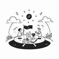 Family picnicking in a cool forest glade concept as High resolution image of a family picnicking in a cool forest glade to escape the heat showcasing bonding relaxation and natures Dynamic Set 2 vector