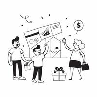 Family enjoying summer sale at a department store concept as High resolution image of a family enjoying summer sale at a department store with a glossy backdrop highlighting the va Dynamic vector