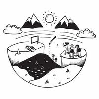 Family enjoying a refreshing swim in a mountain lake concept as High resolution image of a family enjoying a refreshing swim in a mountain lake to escape the heat capturing bonding Dynamic vector