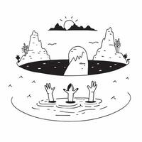 Family enjoying a refreshing swim in a mountain lake concept as High resolution image of a family enjoying a refreshing swim in a mountain lake to escape the heat capturing bonding Dynamic Set 2 vector