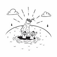 Family enjoying a cool splash in a mountain river concept as High resolution image of a family enjoying a cool splash in a mountain river to escape the heat capturing bonding adven Dynamic vector