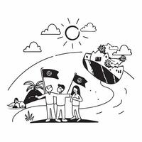 Family enjoying a refreshing beach vacation concept as High resolution image of a family enjoying a refreshing beach vacation to escape the heat capturing joy relaxation and the co Dynamic vector