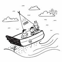 Family enjoying a boat ride in a picturesque river concept as High resolution image of a family enjoying a boat ride in a picturesque river to escape the heat capturing bonding rel Dynamic vector