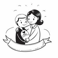 Expecting mother with older child concept as High resolution image of an expecting mother with her older child with a glossy backdrop showcasing the bond and anticipation of welcom Dynamic vector