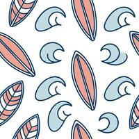 Exciting summer seamless pattern with surfboards and beach waves for an active coastal environment concept as Surfboards and beach waves arranged seamlessly to create an active ene Dynamic vector