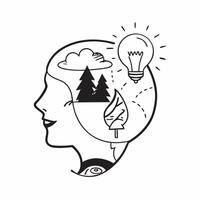 Environmentalist with forest scene concept as An environmentalists profile combined with a forest scene symbolizing hope for environmental conservation and sustainability Ideal fo Dynamic vector