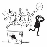 Employees rushing to meet a sudden deadline concept as High resolution image of employees rushing to meet a sudden deadline with a panicked and stressed atmosphere highlighting urg Dynamic vector
