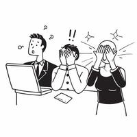 Employees reacting to a sudden network outage concept as High resolution image of employees reacting to a sudden network outage with a panicked and tense atmosphere highlighting th Dynamic Set 2 vector