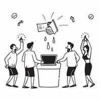 Employees responding to a water leak during a holiday event concept as High resolution image of employees responding to a water leak during a holiday office event highlighting the Dynamic vector