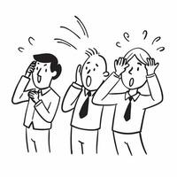 Employees reacting to a sudden loss in stock value concept as High resolution image of employees reacting to a sudden loss in stock value with a panicked and tense atmosphere highl Dynamic Set 2 vector