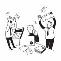 Employees managing a financial fraud incident concept as High resolution image of employees managing a financial fraud incident with a panicked atmosphere capturing the urgency and Dynamic Set 2 vector