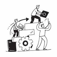 Employees collaborating on a successful project concept as High resolution image of employees collaborating on a successful project showcasing teamwork productivity and professiona Dynamic Set 2 vector