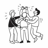 Employees assisting a colleague during a festive event concept as High resolution image of employees assisting a colleague who had an accident during a festive event capturing the Dynamic Set 2 vector