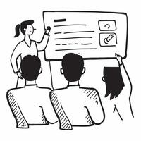 Employee training session with whiteboard concept as An employee training session combined with a whiteboard representing the educational aspect of a company open house Ideal for Dynamic vector