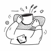 Employee enjoying a relaxing cup of tea during break concept as High resolution image of an employee enjoying a relaxing cup of tea during a break highlighting the importance of ta Dynamic Set 2 vector