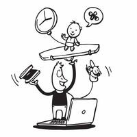 Employee balancing laptop and toddler at home concept as High resolution image of an employee balancing a laptop and toddler at home showcasing the multitasking and balance between Dynamic vector