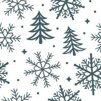Elegant snowflake and tree silhouette seamless tile pattern with frosty winter forest concept as Snowflakes paired with tree silhouettes create an elegant seamless tile pattern wit Dynamic vector