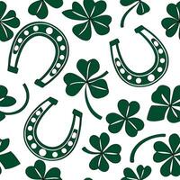 Elegant shamrocks and lucky horseshoes seamless tile pattern with rich green tones concept as Rich green tones highlight elegant shamrocks intertwined with lucky horseshoes in seam Dynamic vector