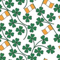 Elegant shamrocks and Irish flags seamless tile pattern with rich green and orange hues concept as Rich green and orange hues highlight elegant shamrocks intertwined with Irish fla Dynamic vector