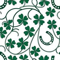 Elegant shamrocks and lucky charms seamless tile pattern with rich green tones concept as Rich green tones highlight elegant shamrocks intertwined with lucky charms in seamless til Dynamic vector