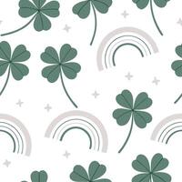 Elegant four leaf clovers and rainbows seamless tile pattern with graceful spring motifs concept as Graceful spring motifs with elegant four leaf clovers and rainbows create seamle Dynamic vector