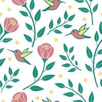 Elegant Easter roses and hummingbirds seamless tile pattern with vibrant spring accents concept as Vibrant spring accents adorn elegant Easter roses and hummingbirds in seamless ti Dynamic vector