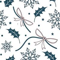 Elegant Christmas ribbons and snowflakes seamless tile pattern with festive accents concept as Festive accents with elegant Christmas ribbons and snowflakes create seamless tile pa Dynamic vector