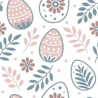 Easter eggs seamless tile pattern with pastel colors and floral designs for spring home decor concept as Pastel colored Easter eggs and floral designs arranged seamlessly for charm Dynamic vector
