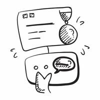 Doodle line icon of a speech bubble concept as A doodle line icon of a speech bubble symbolizing communication discussion and business dialogue perfect for business conversation th Dynamic vector