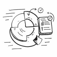 Doodle line icon of a pie chart concept as A doodle line icon of a pie chart representing data analysis statistics and business insights ideal for presentations and reports in Pho Dynamic Set 2 vector