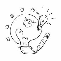 Doodle line icon of a lightbulb concept as A doodle line icon of a lightbulb symbolizing ideas creativity and innovation perfect for business brainstorming and creative thinking vi Dynamic vector