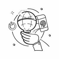 Doodle line icon of a globe concept as A doodle line icon of a globe representing global business international relations and worldwide operations perfect for global business theme Dynamic vector