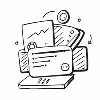 Doodle line icon of a laptop concept as A doodle line icon of a laptop symbolizing technology work and business tools perfect for business and tech themed visuals in Photo Stock C Dynamic vector