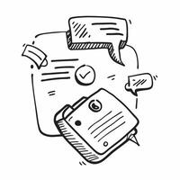Doodle line icon of a chat bubble concept as A doodle line icon of a chat bubble representing communication messaging and business dialogue perfect for customer service and interac Dynamic vector