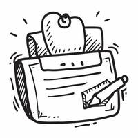 Doodle line icon of a briefcase concept as A simple doodle line icon of a briefcase representing business professionalism and organization ideal for business related visuals and pr Dynamic Set 2 vector