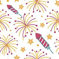 Diwali fireworks seamless tile pattern with vibrant colors and sparkling effects for festive decor concept as Vibrant fireworks and sparkling effects arranged seamlessly to create Dynamic vector
