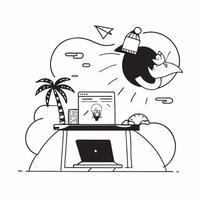 Digital nomad working in a tropical paradise concept as A digital nomad works on a laptop in a beautiful tropical location blending work and travel seamlessly Ideal for remote wor Dynamic vector